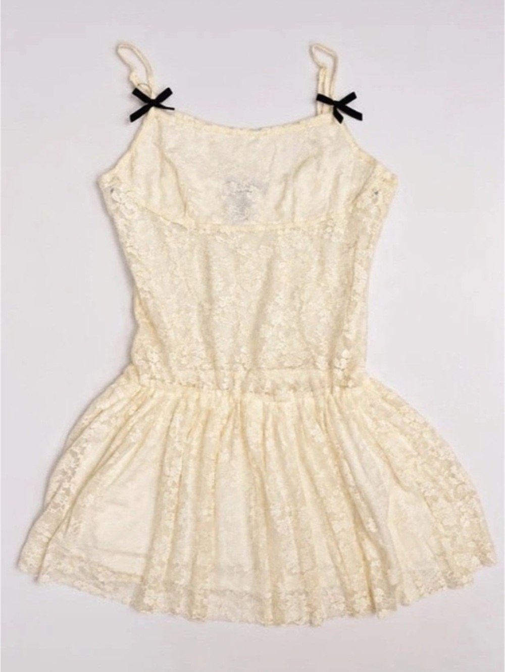 Forever 21 Lace Slip Dress with Bow Straps Floral Mini Dress Small